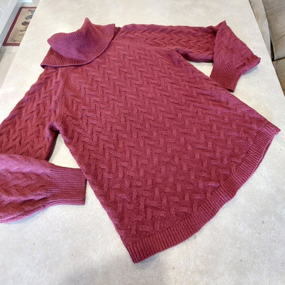 ST. JOHN'S BAY Women's Chevron Design Cowl Neck L/S Sweater - Burgundy - SML